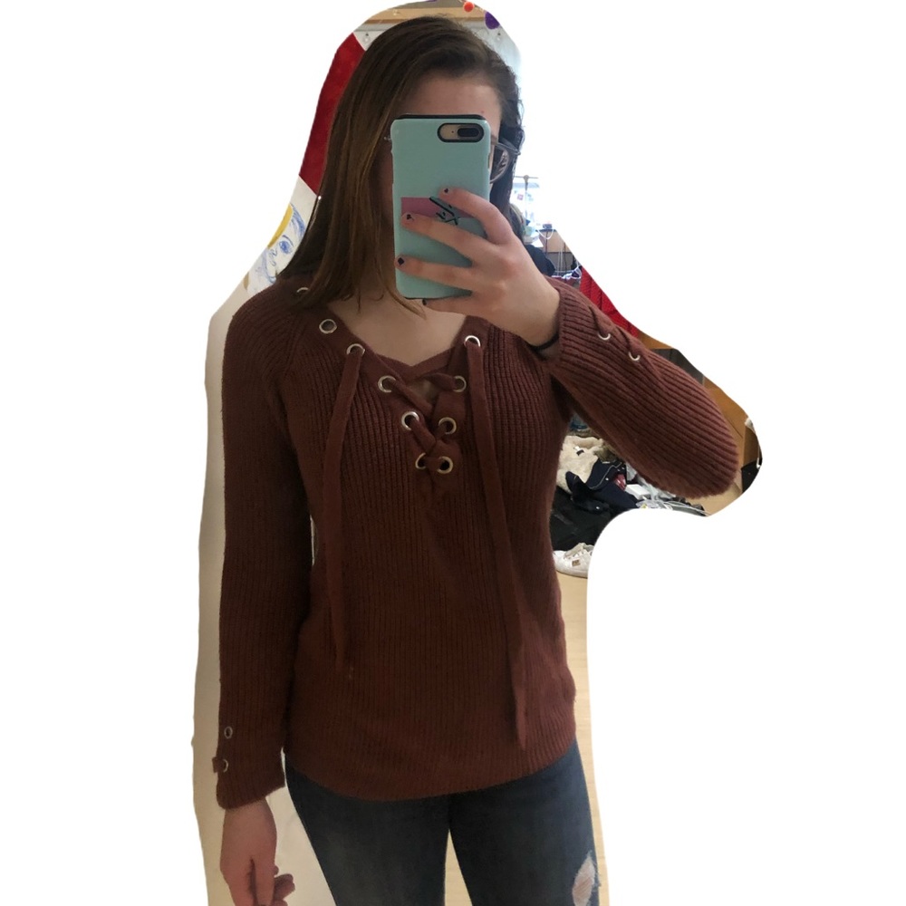Charlotte Russe Lace Up Sweater